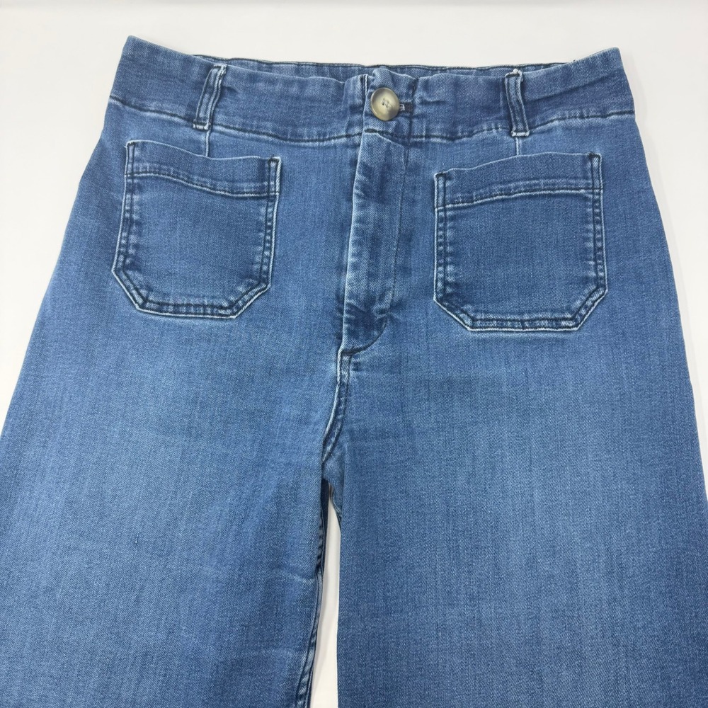 Pilcro and the Letterpress Skipper High Rise Crop Wide Leg Jeans Blue 32